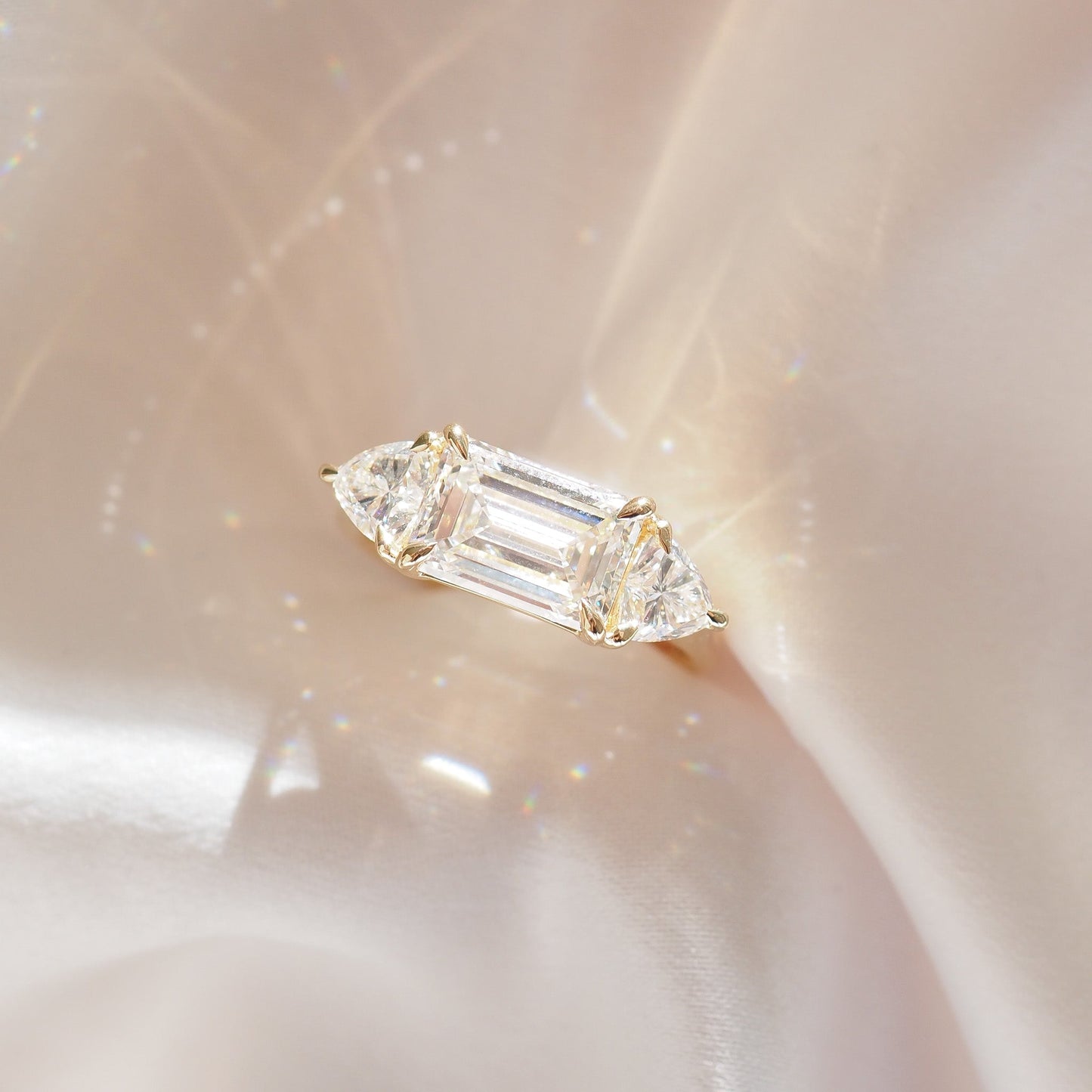 2 CT Emerald Pave Moissanite Engagement Ring