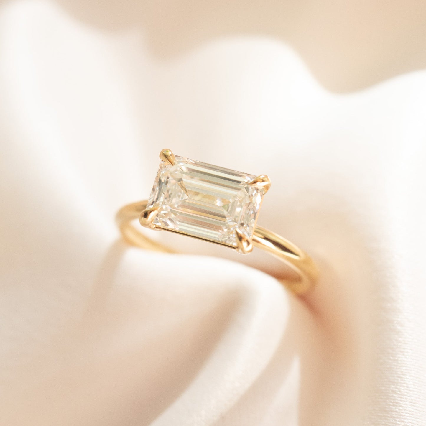2 CT Emerald Pave Moissanite Engagement Ring
