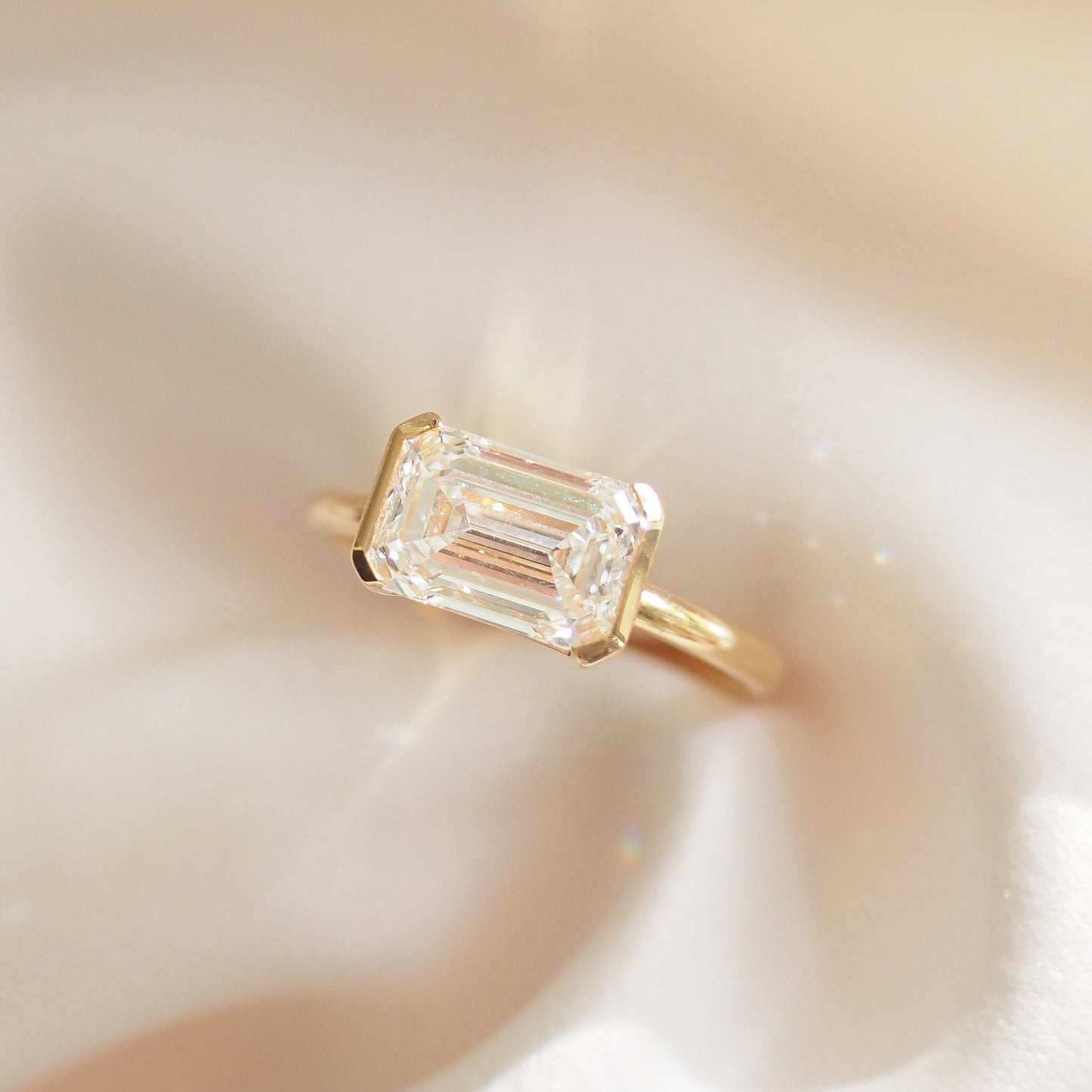2 CT Emerald Pave Moissanite Engagement Ring
