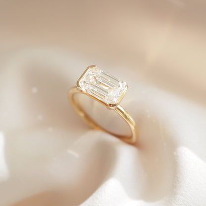 2 CT Emerald Pave Moissanite Engagement Ring