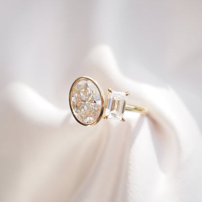 2 CT Emerald Pave Moissanite Engagement Ring