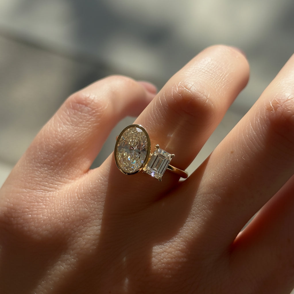 2 CT Emerald Pave Moissanite Engagement Ring