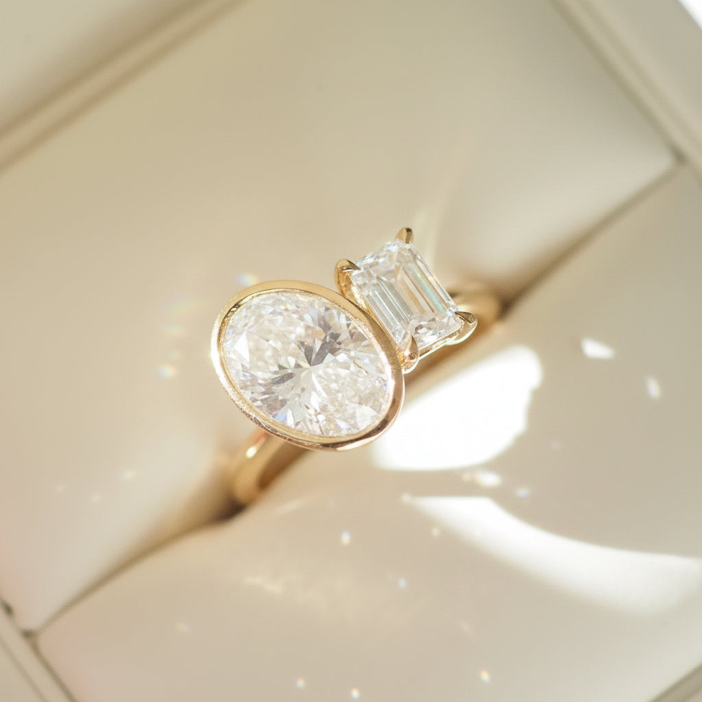 2 CT Emerald Pave Moissanite Engagement Ring