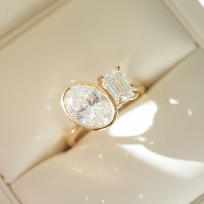 2 CT Emerald Pave Moissanite Engagement Ring