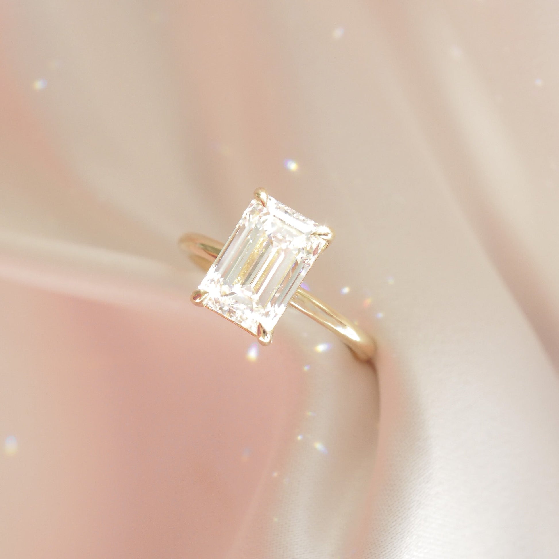 2 CT Emerald Pave Moissanite Engagement Ring