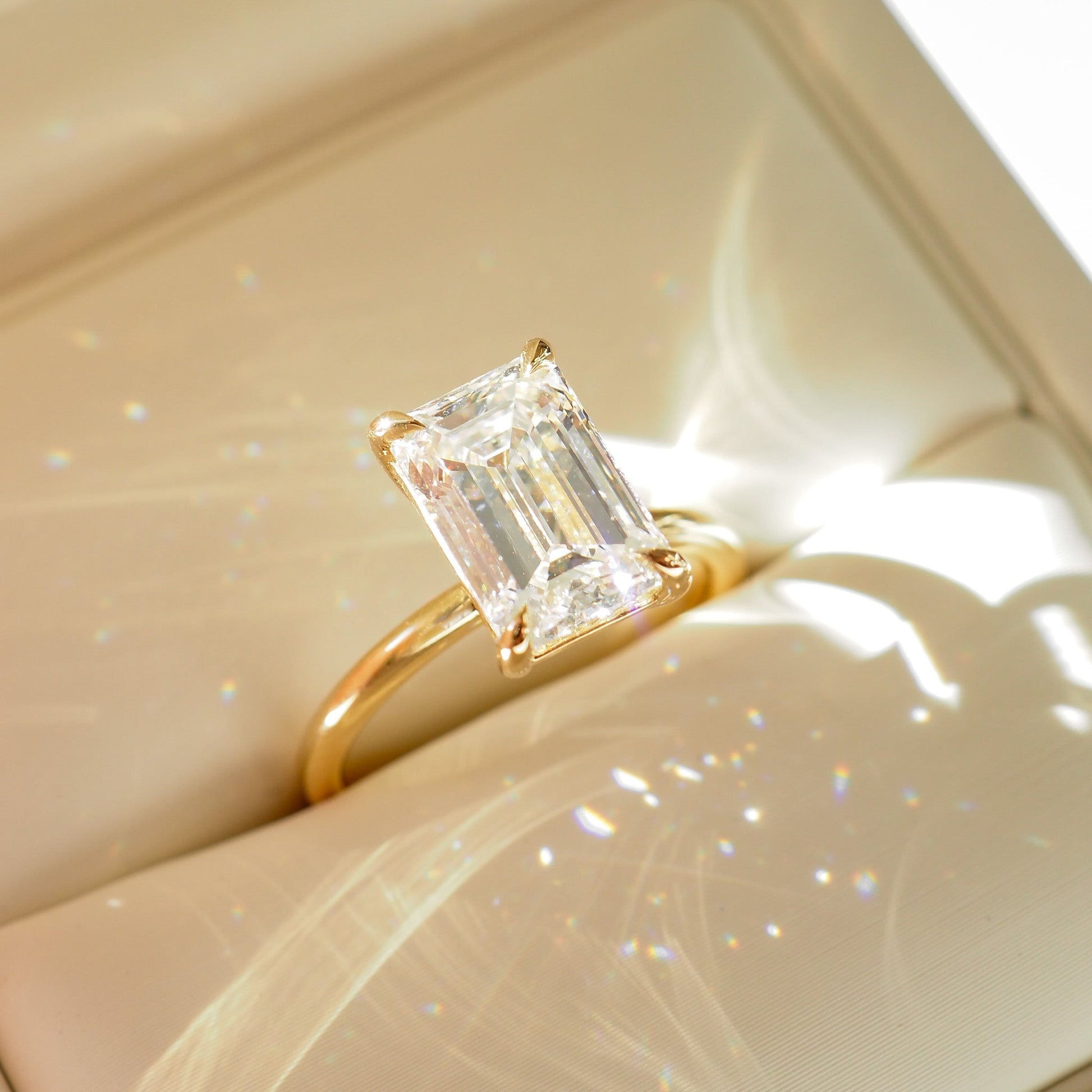 2 CT Emerald Pave Moissanite Engagement Ring