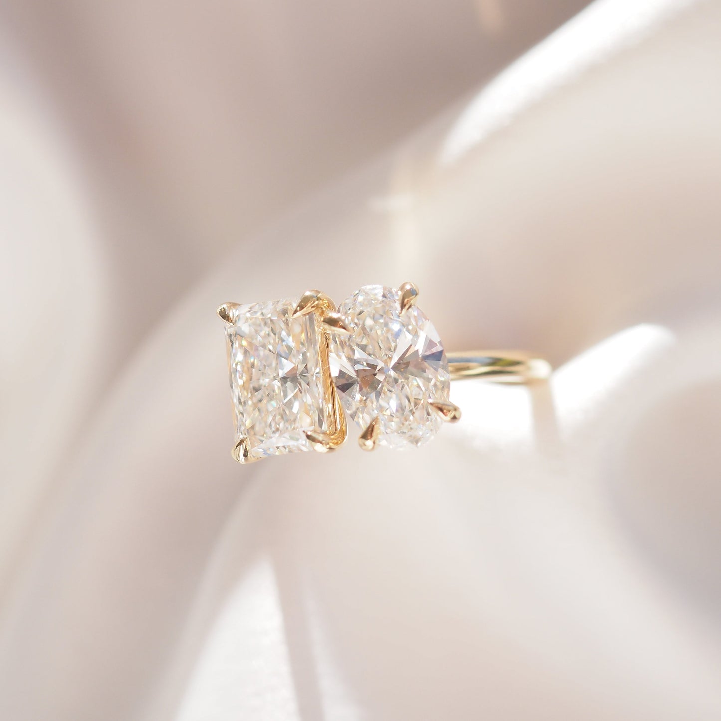 2 CT Emerald Pave Moissanite Engagement Ring