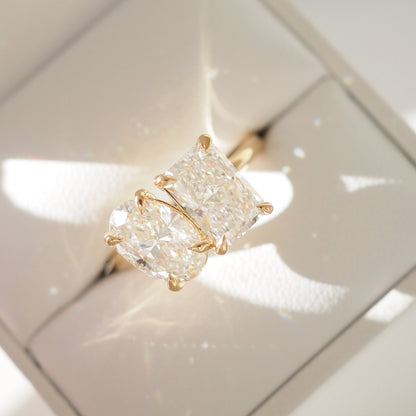 2 CT Emerald Pave Moissanite Engagement Ring