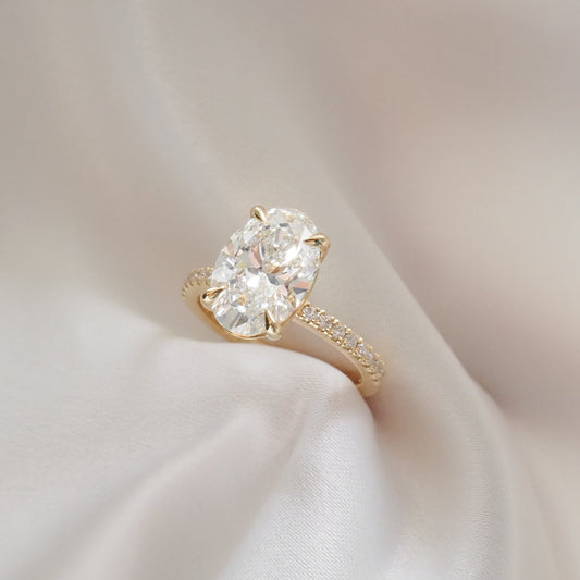 2 CT Emerald Pave Moissanite Engagement Ring