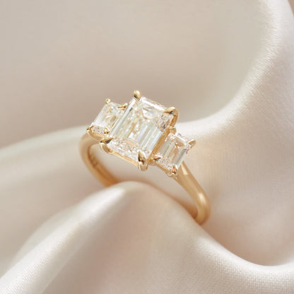 2 CT Emerald Pave Moissanite Engagement Ring