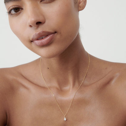 0.03 CT Floating Pear Moissanite Necklace