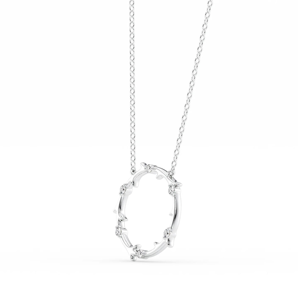 0.10 TCW Round Moissanite Round Twig Pendant Necklace