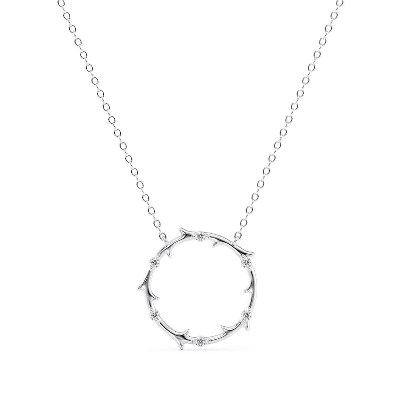 0.10 TCW Round Moissanite Round Twig Pendant Necklace