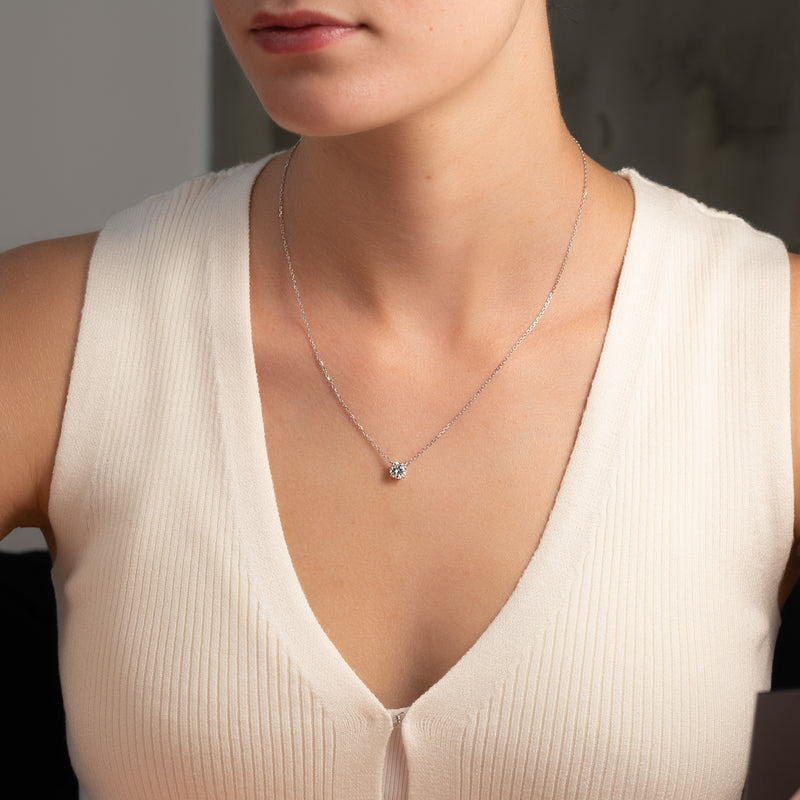 2.0 CT Round Moissanite Solitaire Necklace