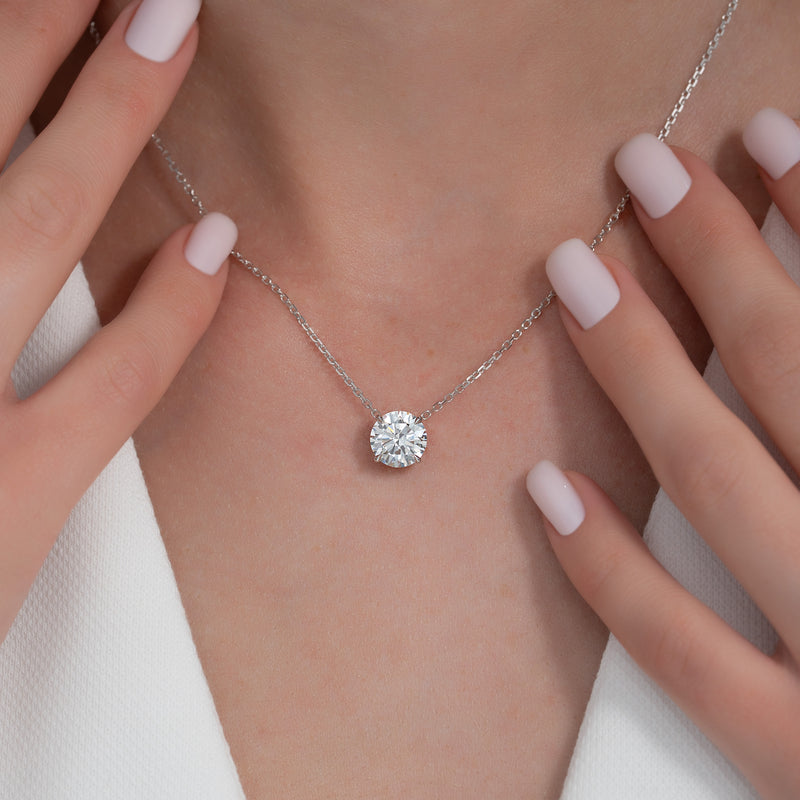 2.0 CT Round Moissanite Solitaire Necklace