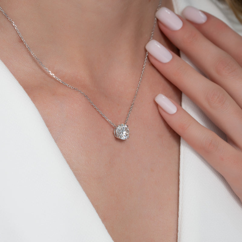 2.0 CT Round Moissanite Solitaire Necklace