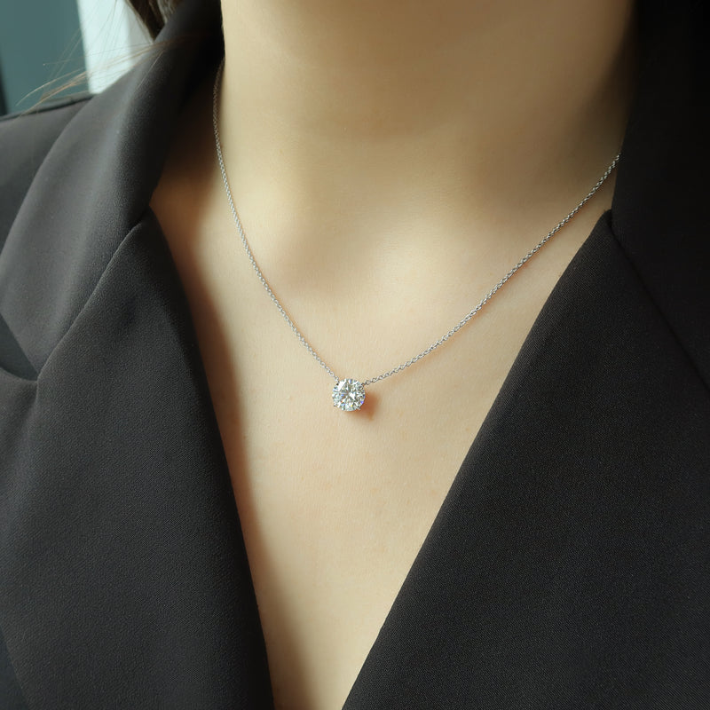 2.0 CT Round Moissanite Solitaire Necklace