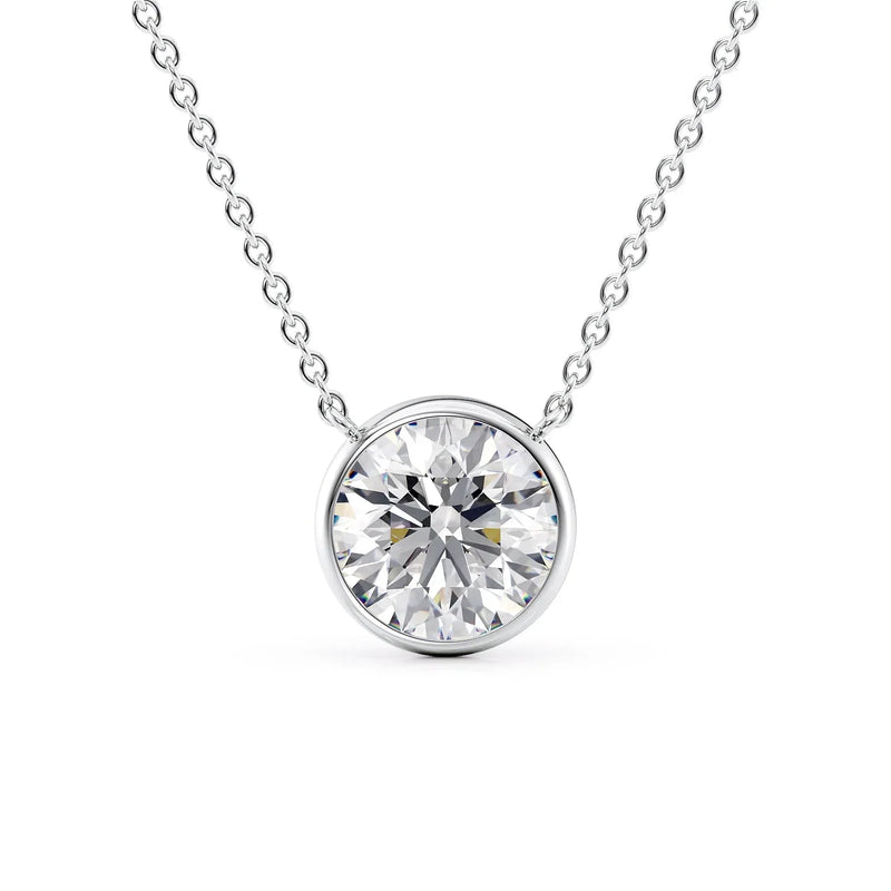 2.0 CT Round Moissanite Bezel Necklace
