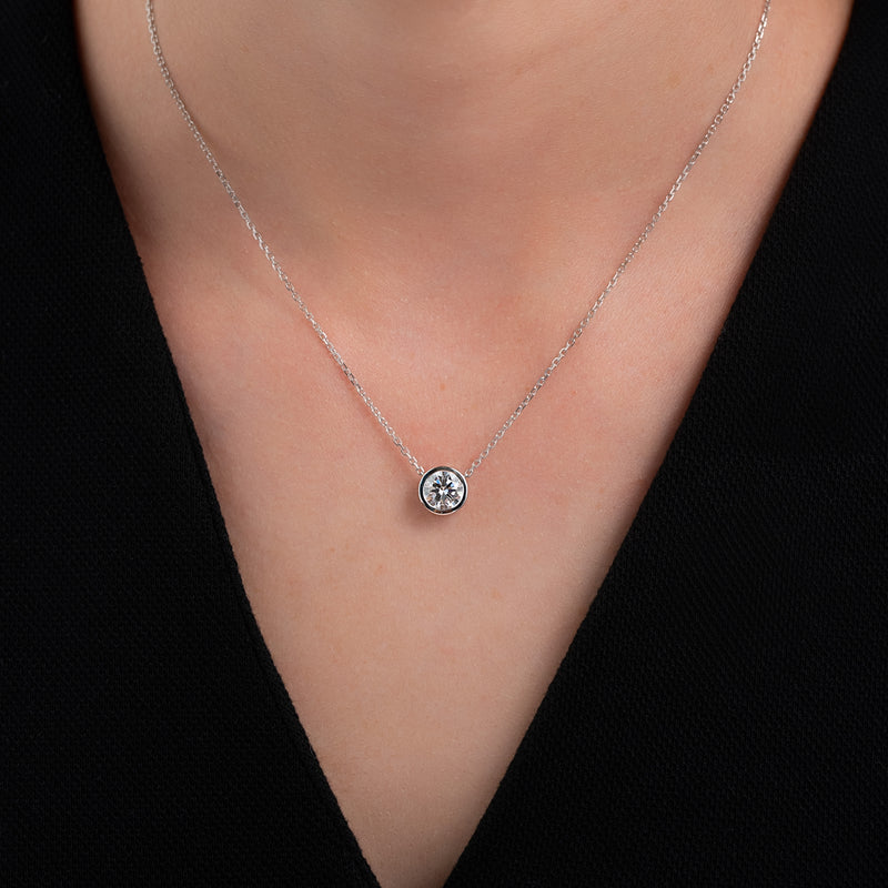 2.0 CT Round Moissanite Bezel Necklace