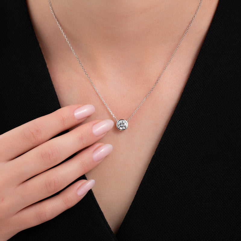 2.0 CT Round Moissanite Bezel Necklace