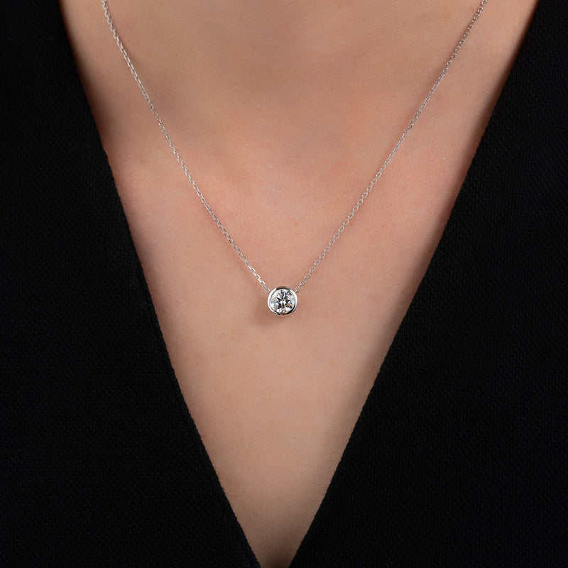 2.0 CT Round Moissanite Bezel Necklace