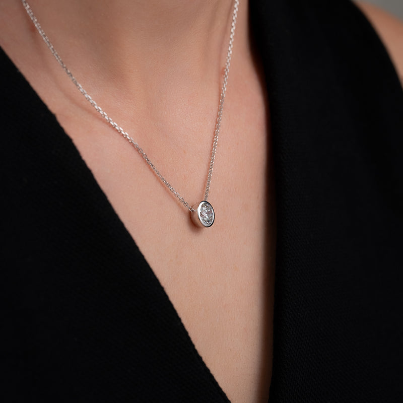 2.0 CT Round Moissanite Bezel Necklace