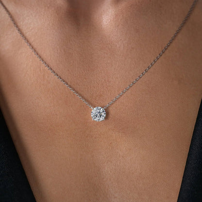 2.5 TCW Round Moissanite Hidden Halo Necklace
