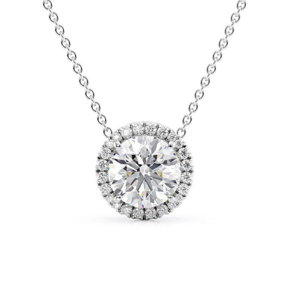 2.15 TCW Round Moissanite Halo Necklace