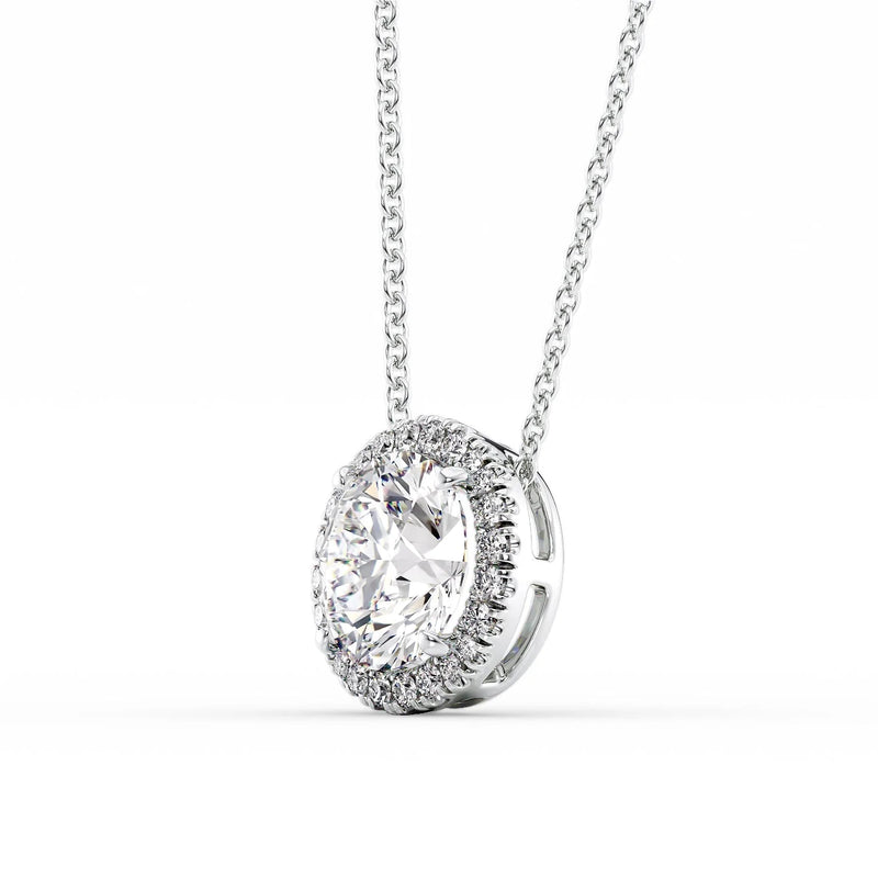 2.15 TCW Round Moissanite Halo Necklace