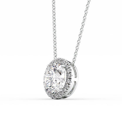 2.15 TCW Round Moissanite Halo Necklace