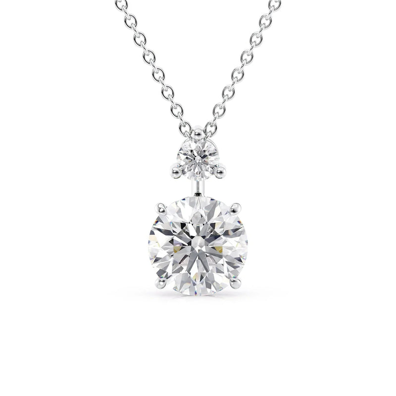 2.20 TCW Round Moissanite Two Stone Necklace