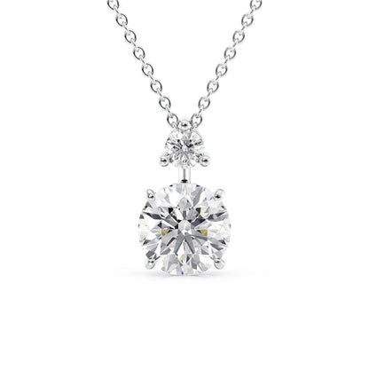 2.20 TCW Round Moissanite Two Stone Necklace