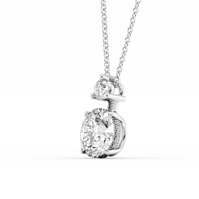 2.20 TCW Round Moissanite Two Stone Necklace