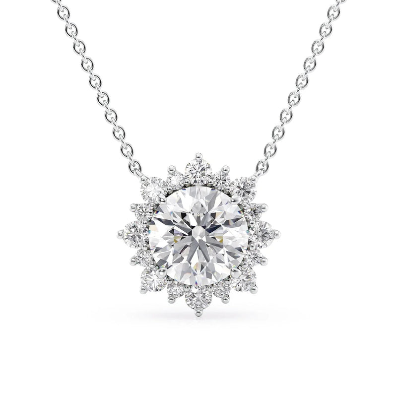 2.40 TCW Round Moissanite Halo Necklace