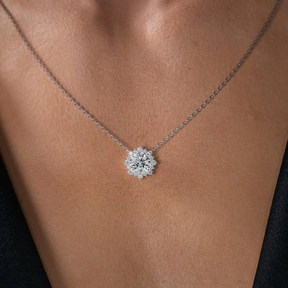 2.40 TCW Round Moissanite Halo Necklace