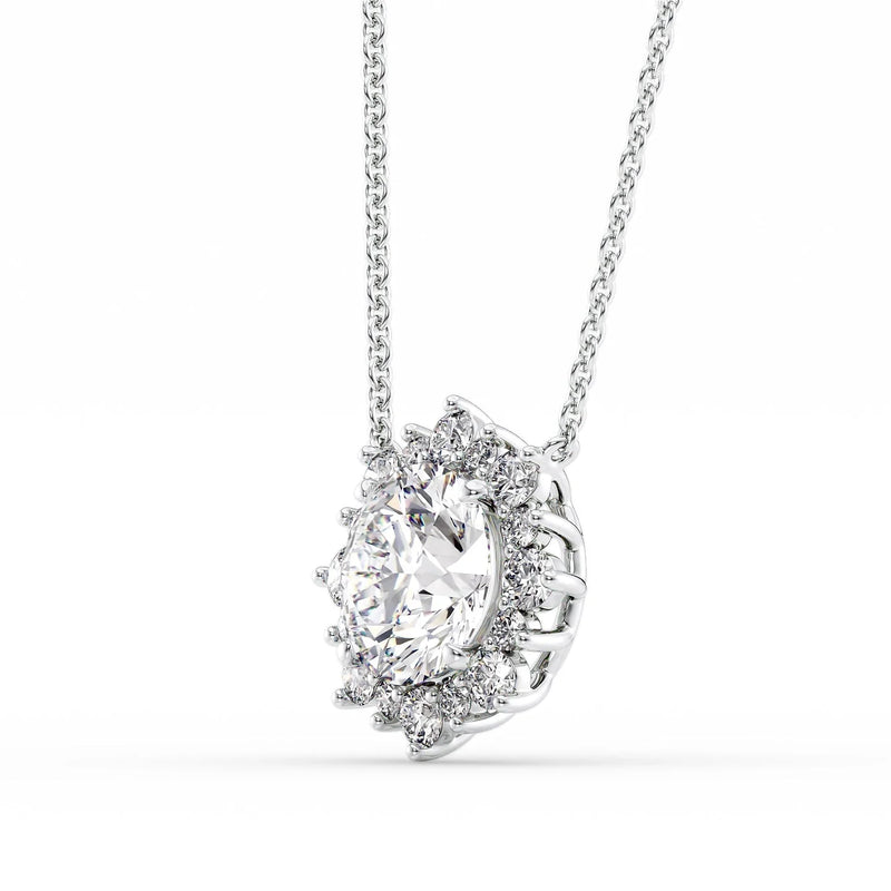 2.40 TCW Round Moissanite Halo Necklace