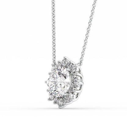 2.40 TCW Round Moissanite Halo Necklace