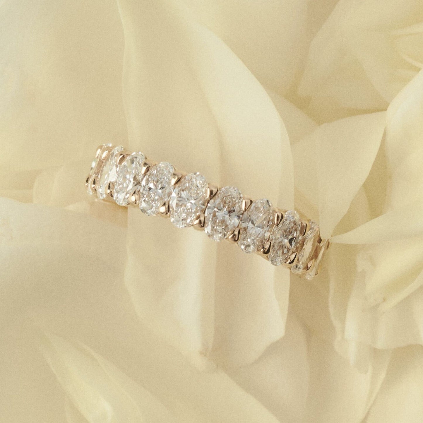 1.60 TCW Oval Half Eternity Moissanite Wedding Band