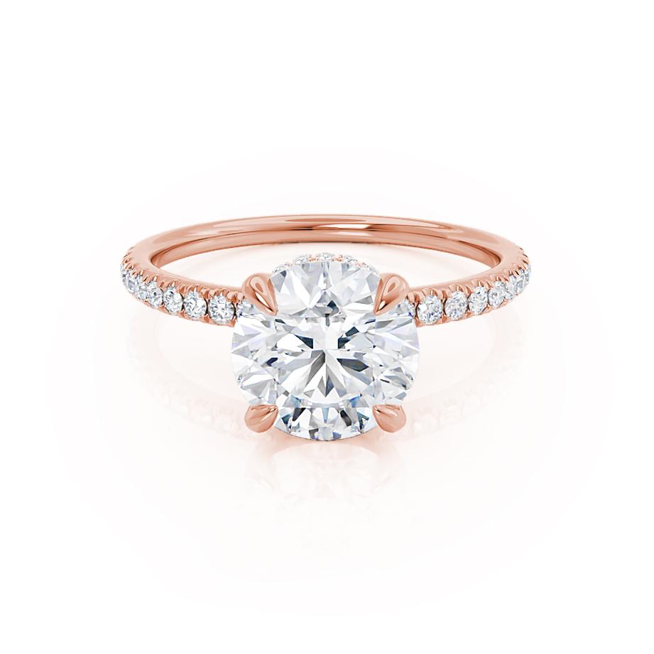 1 CT Round Hidden Halo & Pave Moissanite Engagement Ring
