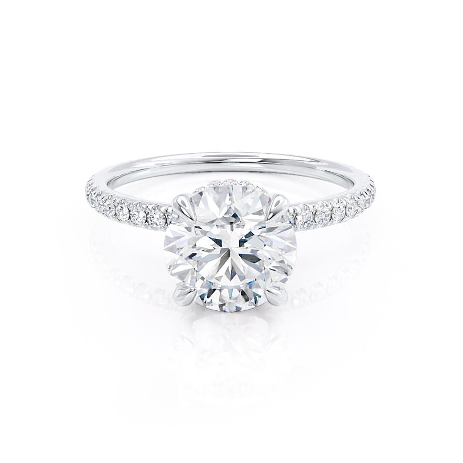 1 CT Round Hidden Halo & Pave Moissanite Engagement Ring