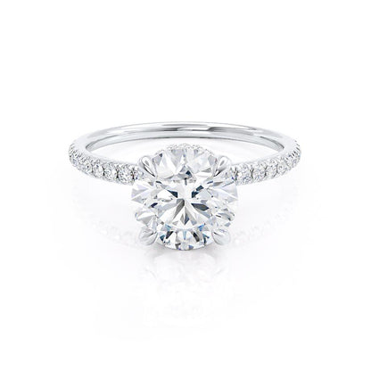 1 CT Round Hidden Halo & Pave Moissanite Engagement Ring
