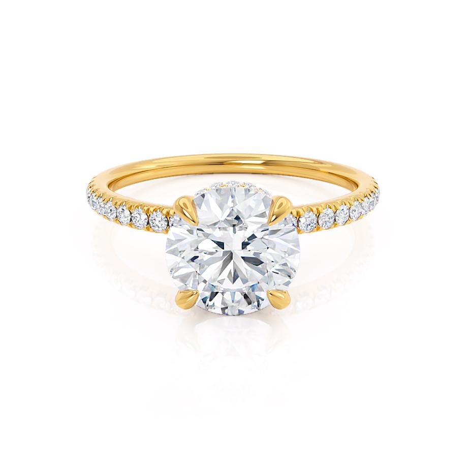 1 CT Round Hidden Halo & Pave Moissanite Engagement Ring