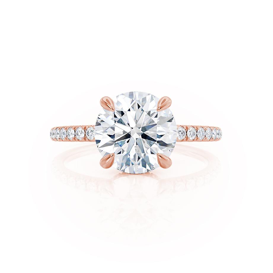 1 CT Round Hidden Halo & Pave Moissanite Engagement Ring