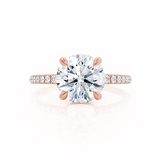 1 CT Round Hidden Halo & Pave Moissanite Engagement Ring