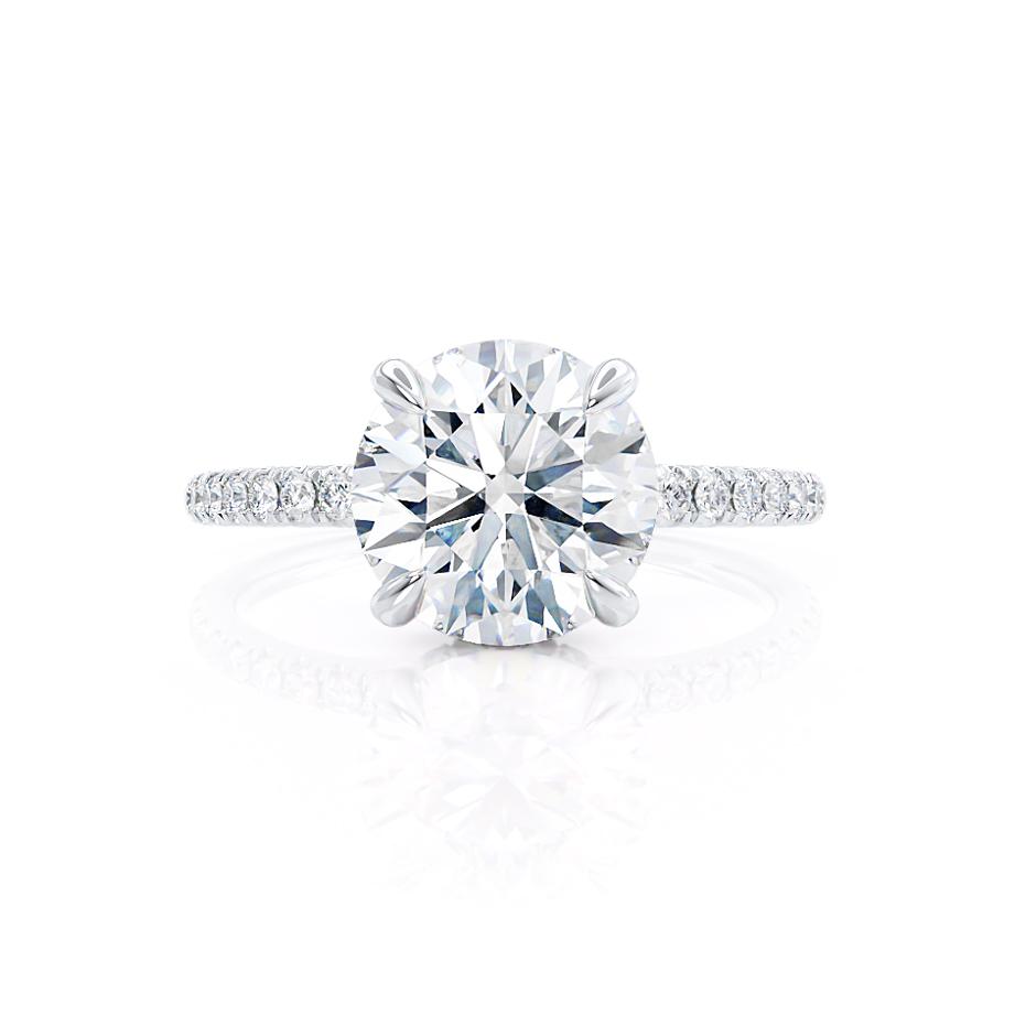 1 CT Round Hidden Halo & Pave Moissanite Engagement Ring