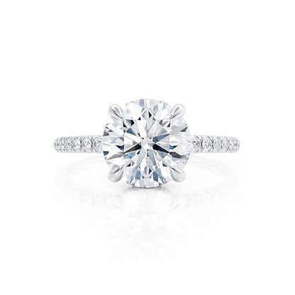 1 CT Round Hidden Halo & Pave Moissanite Engagement Ring