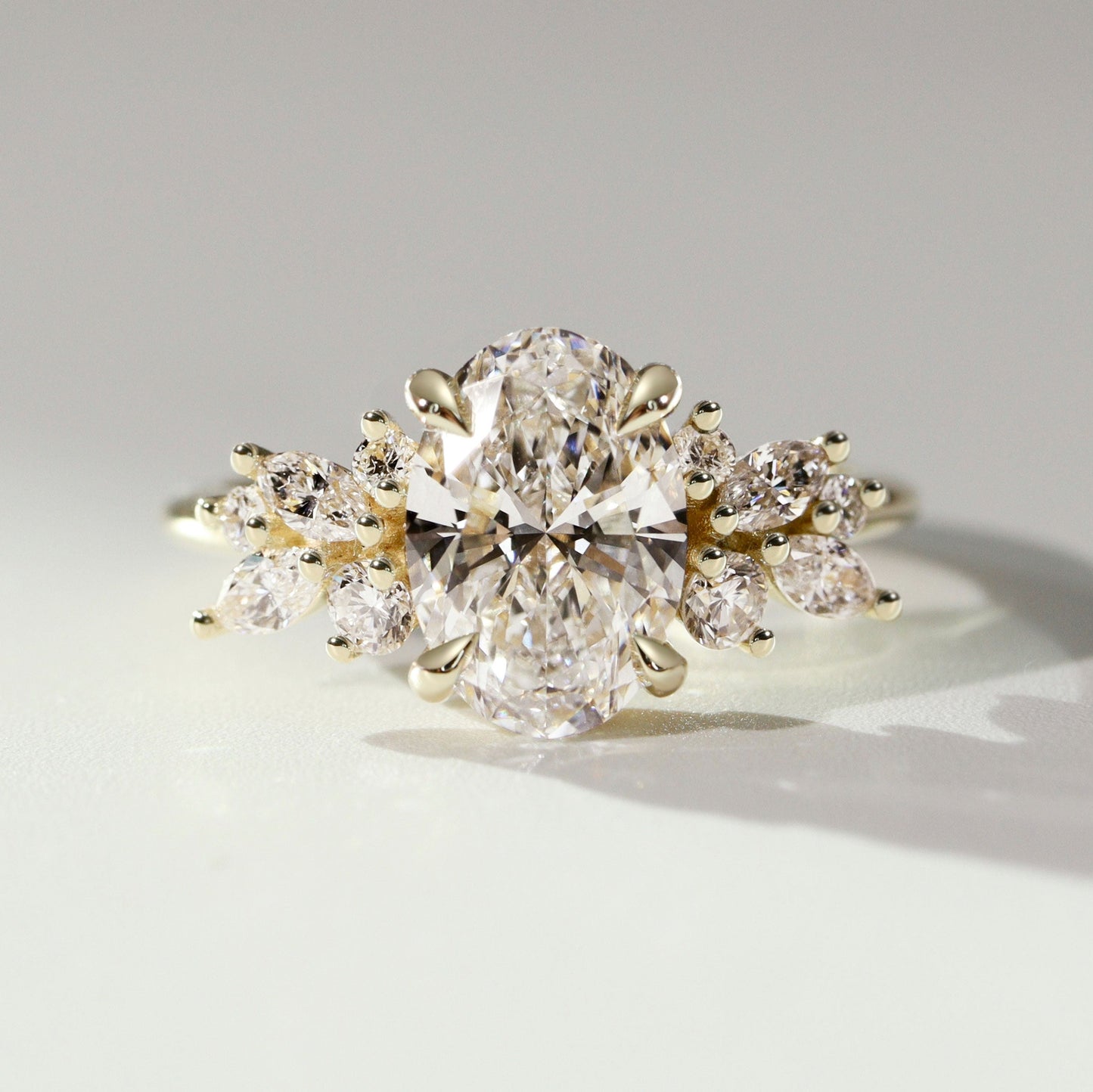 1.25 CT Oval Cluster Moissanite Engagement Ring