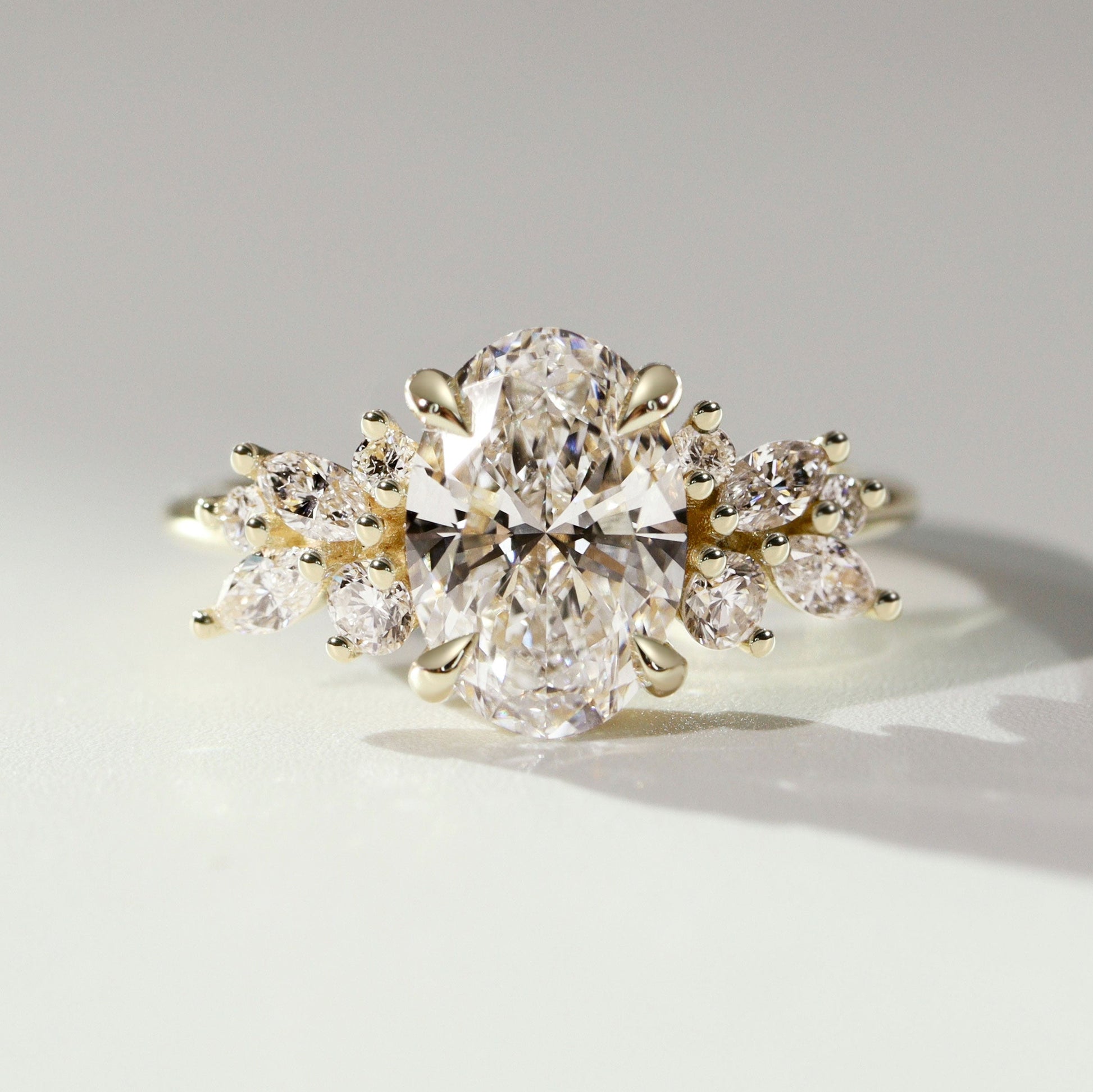 1.25 CT Oval Cluster Moissanite Engagement Ring