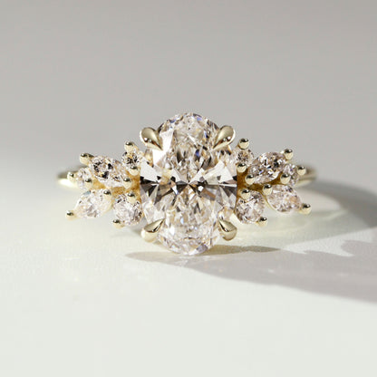 1.25 CT Oval Cluster Moissanite Engagement Ring