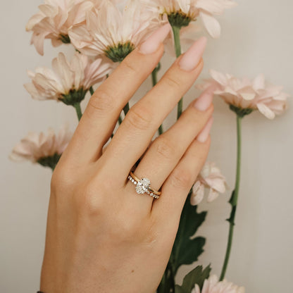 2.30 CT Oval Hidden Halo Moissanite Engagement Ring
